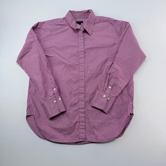 Ann Taylor Tops - Ann Taylor Purple White Striped Cotton Button Down Shirt Womens Medium L/S